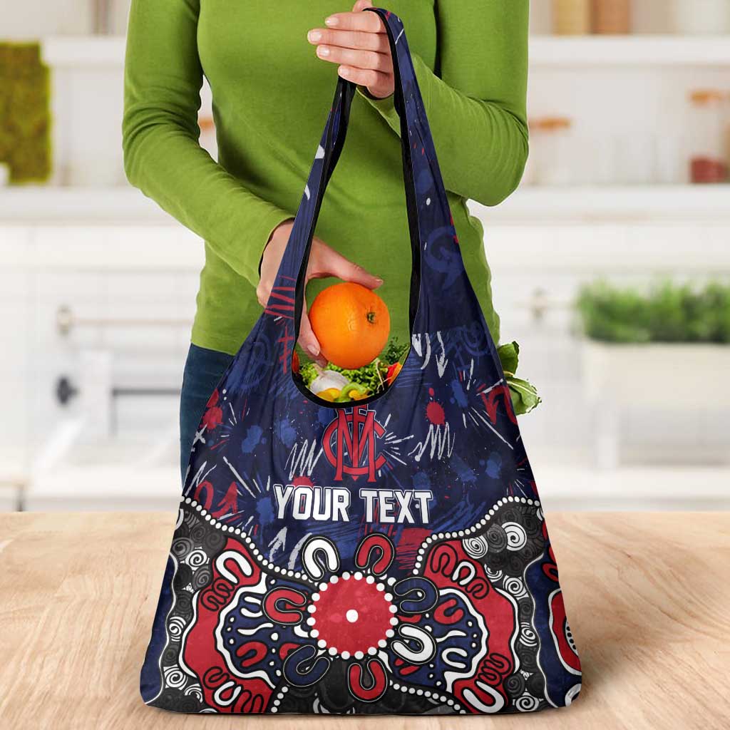 Personalized Melbourne Demons Grocery Bag Aboriginal Dot Painting Graffiti Style