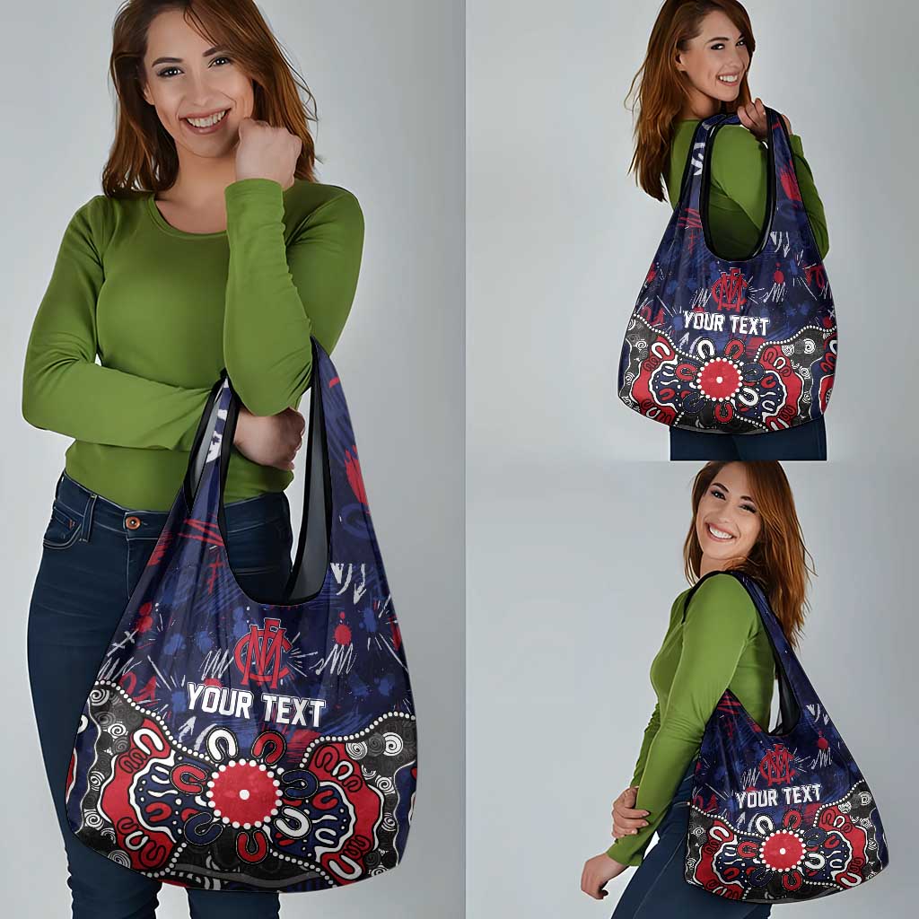 Personalized Melbourne Demons Grocery Bag Aboriginal Dot Painting Graffiti Style