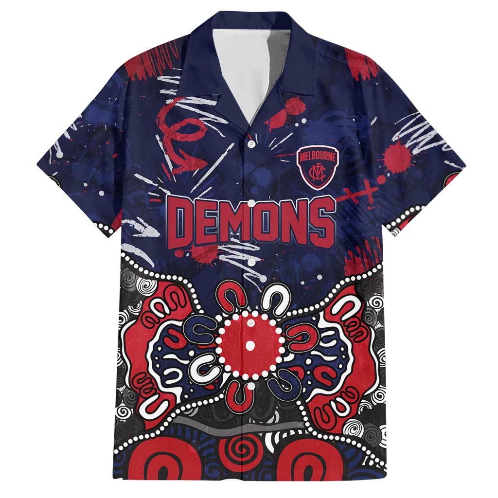Personalized Melbourne Demons Hawaiian Shirt Aboriginal Dot Painting Graffiti Style