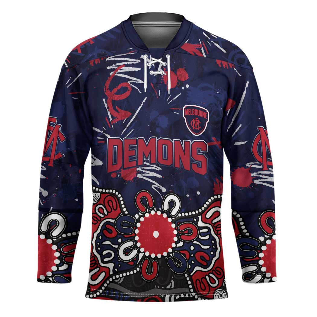 Personalized Melbourne Demons Hockey Jersey Aboriginal Dot Painting Graffiti Style