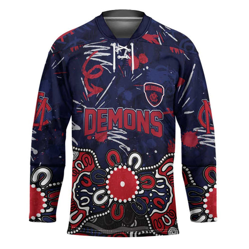 Personalized Melbourne Demons Hockey Jersey Aboriginal Dot Painting Graffiti Style