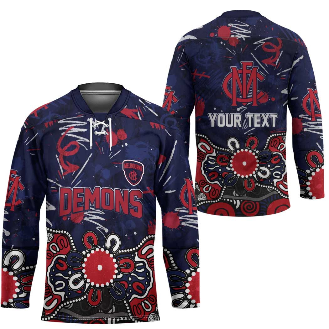 Personalized Melbourne Demons Hockey Jersey Aboriginal Dot Painting Graffiti Style