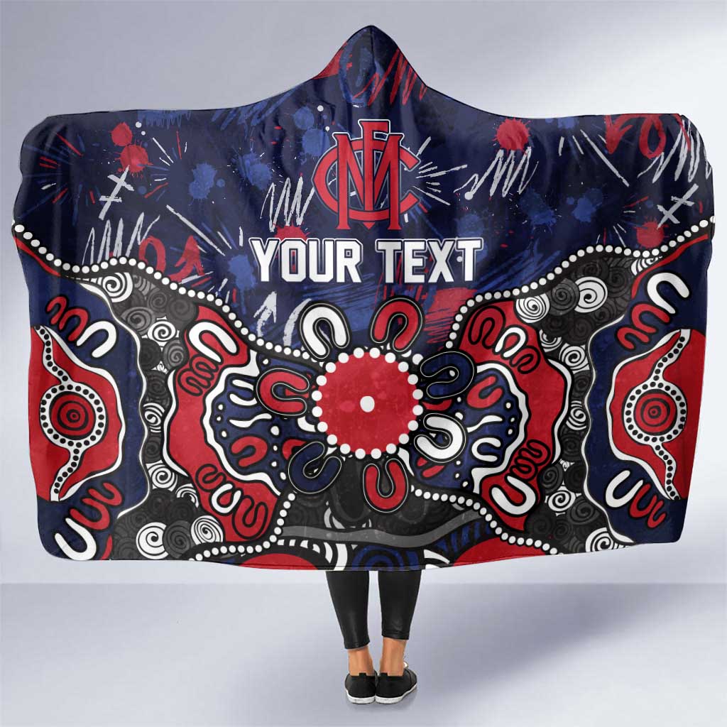 Personalized Melbourne Demons Hooded Blanket Aboriginal Dot Painting Graffiti Style