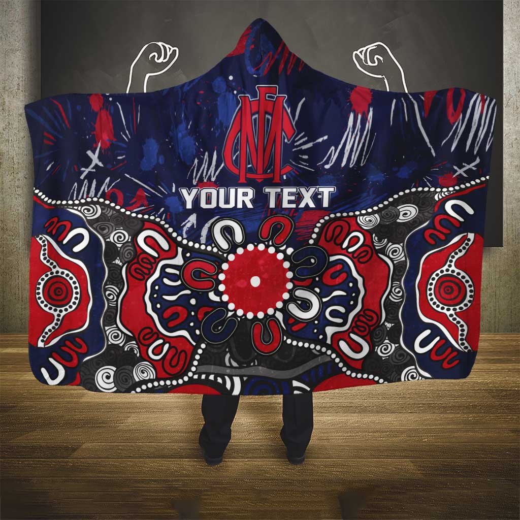 Personalized Melbourne Demons Hooded Blanket Aboriginal Dot Painting Graffiti Style