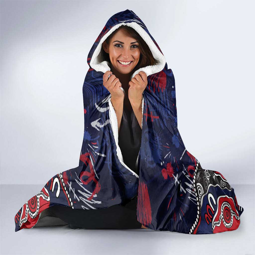 Personalized Melbourne Demons Hooded Blanket Aboriginal Dot Painting Graffiti Style