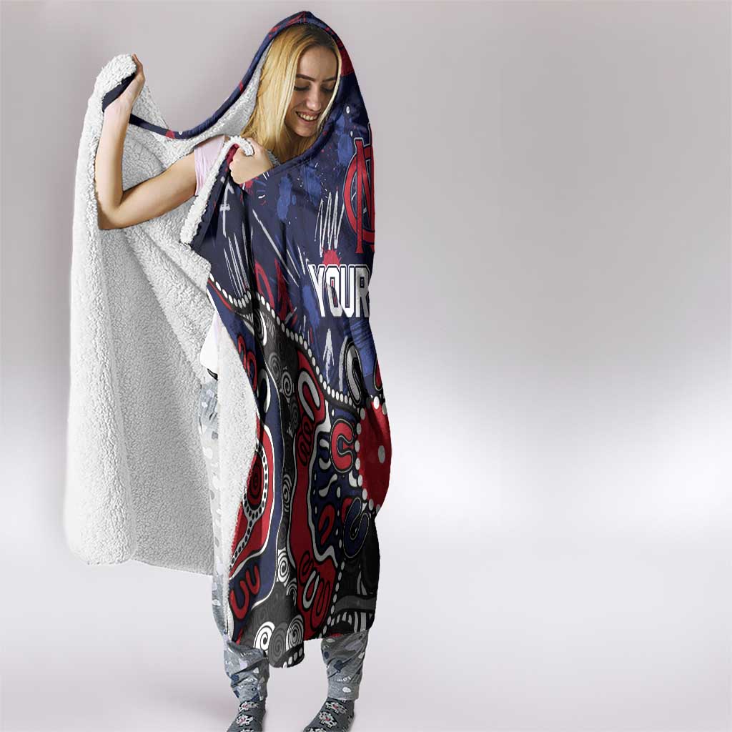 Personalized Melbourne Demons Hooded Blanket Aboriginal Dot Painting Graffiti Style