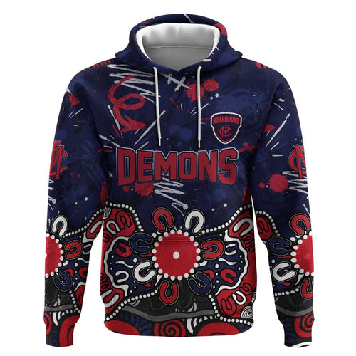 Personalized Melbourne Demons Hoodie Aboriginal Dot Painting Graffiti Style