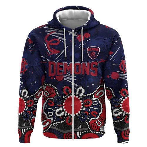 Personalized Melbourne Demons Hoodie Aboriginal Dot Painting Graffiti Style