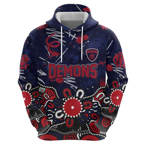 Personalized Melbourne Demons Hoodie Aboriginal Dot Painting Graffiti Style