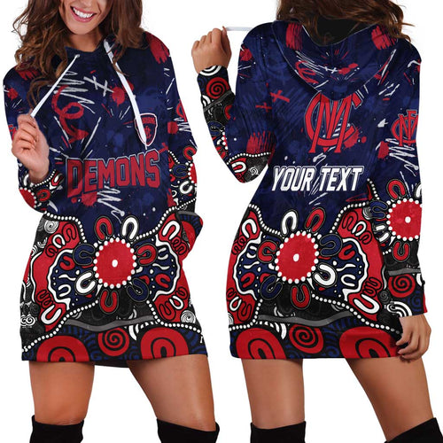 Personalized Melbourne Demons Hoodie Dress Aboriginal Dot Painting Graffiti Style