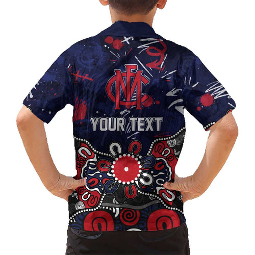 Personalized Melbourne Demons Kid Hawaiian Shirt Aboriginal Dot Painting Graffiti Style