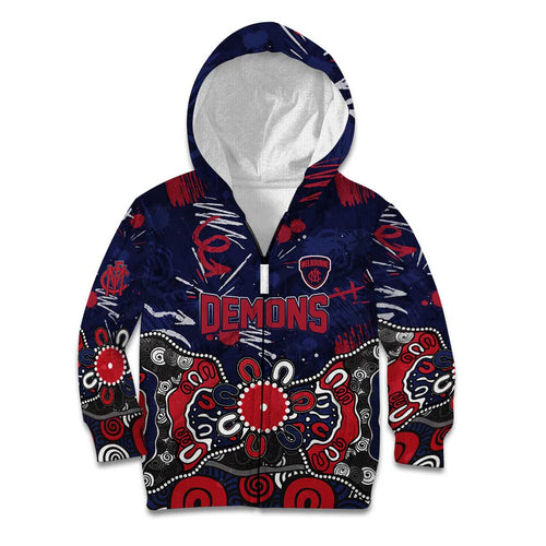Personalized Melbourne Demons Kid Hoodie Aboriginal Dot Painting Graffiti Style