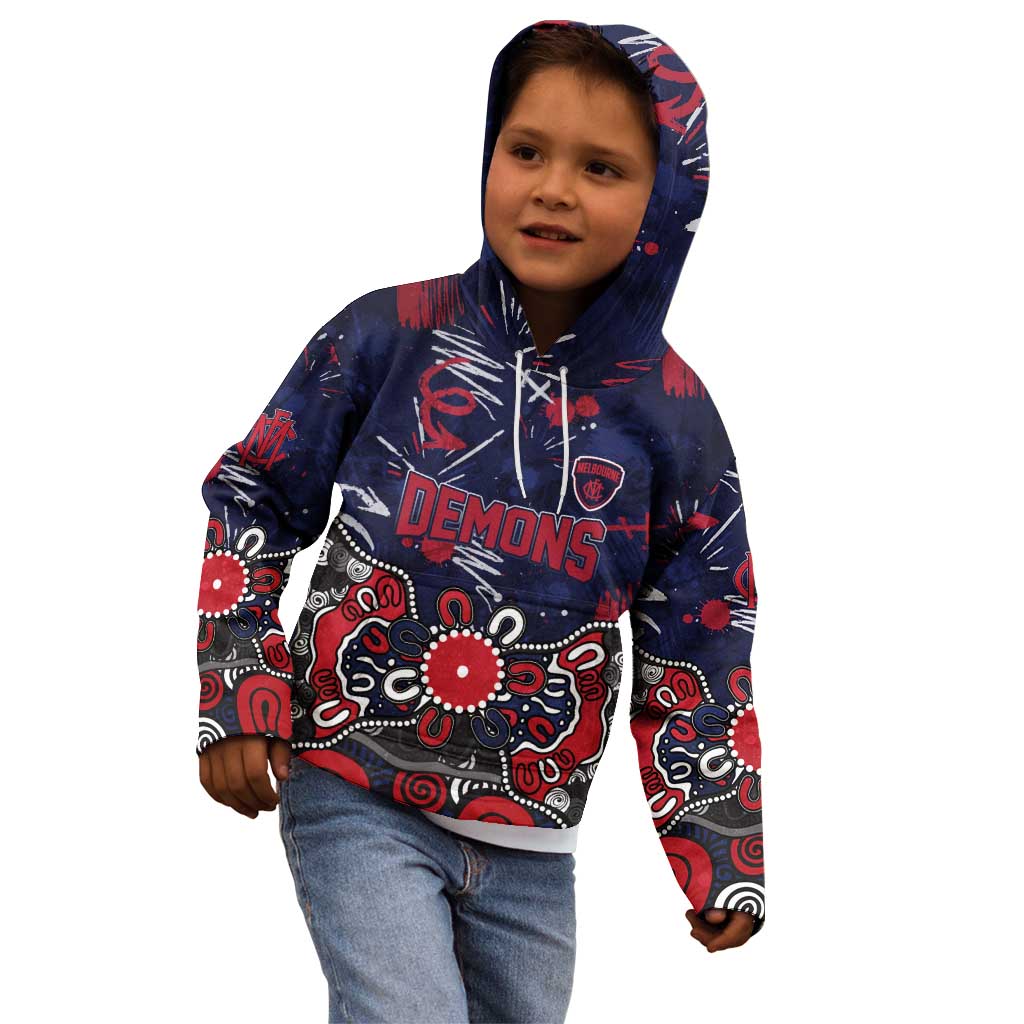 Personalized Melbourne Demons Kid Hoodie Aboriginal Dot Painting Graffiti Style