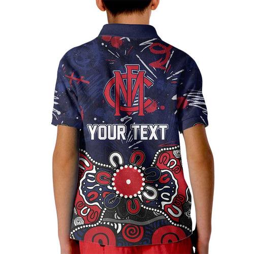 Personalized Melbourne Demons Kid Polo Shirt Aboriginal Dot Painting Graffiti Style