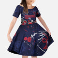 Personalized Melbourne Demons Kid Short Sleeve Dress Aboriginal Dot Painting Graffiti Style