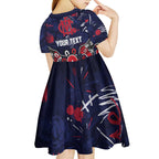 Personalized Melbourne Demons Kid Short Sleeve Dress Aboriginal Dot Painting Graffiti Style