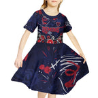 Personalized Melbourne Demons Kid Short Sleeve Dress Aboriginal Dot Painting Graffiti Style