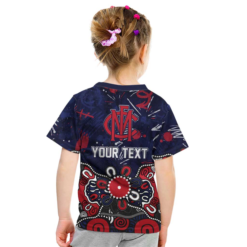 Personalized Melbourne Demons Kid T Shirt Aboriginal Dot Painting Graffiti Style