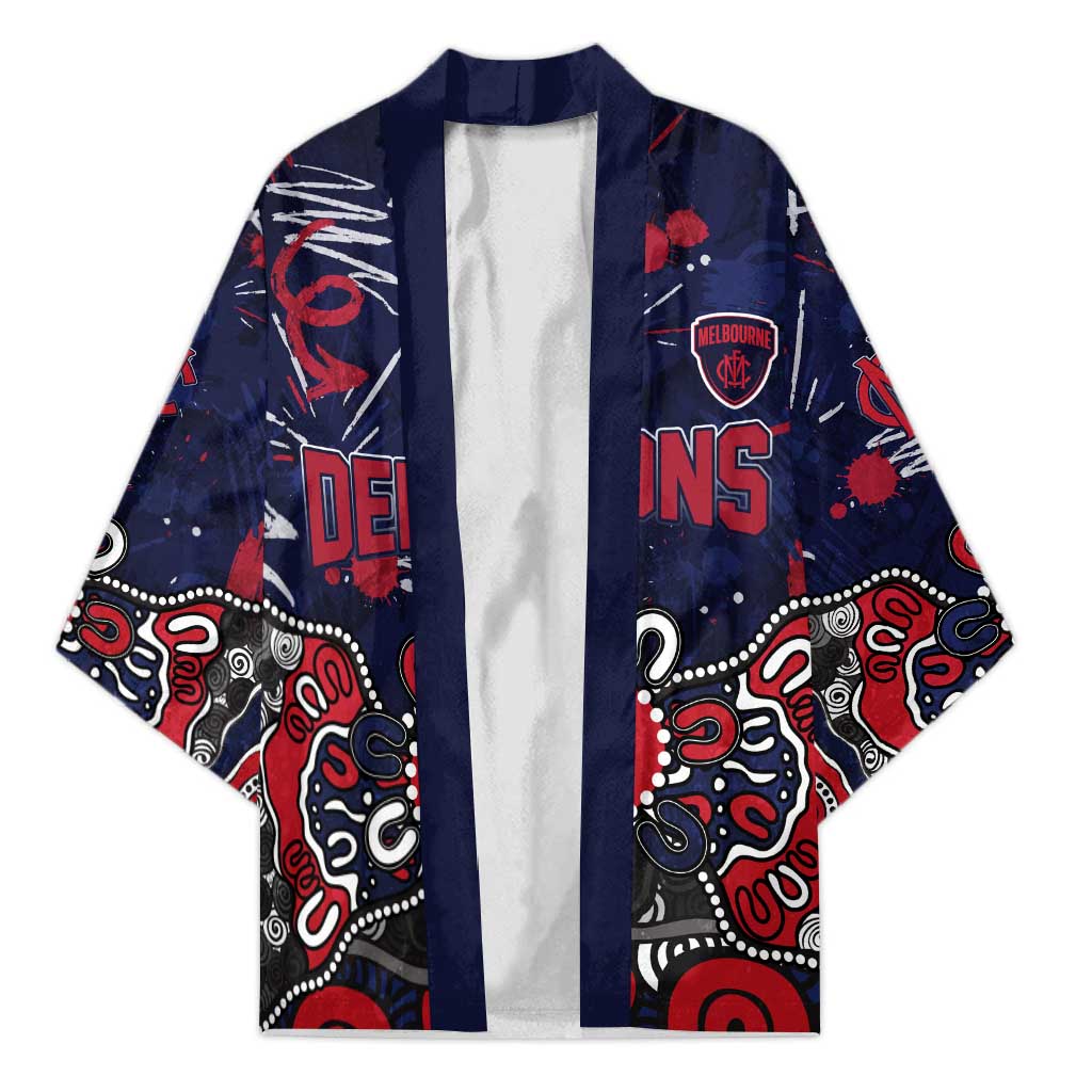Personalized Melbourne Demons Kimono Aboriginal Dot Painting Graffiti Style