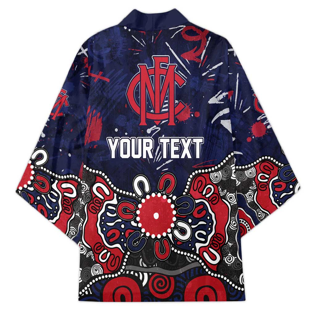 Personalized Melbourne Demons Kimono Aboriginal Dot Painting Graffiti Style