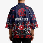 Personalized Melbourne Demons Kimono Aboriginal Dot Painting Graffiti Style