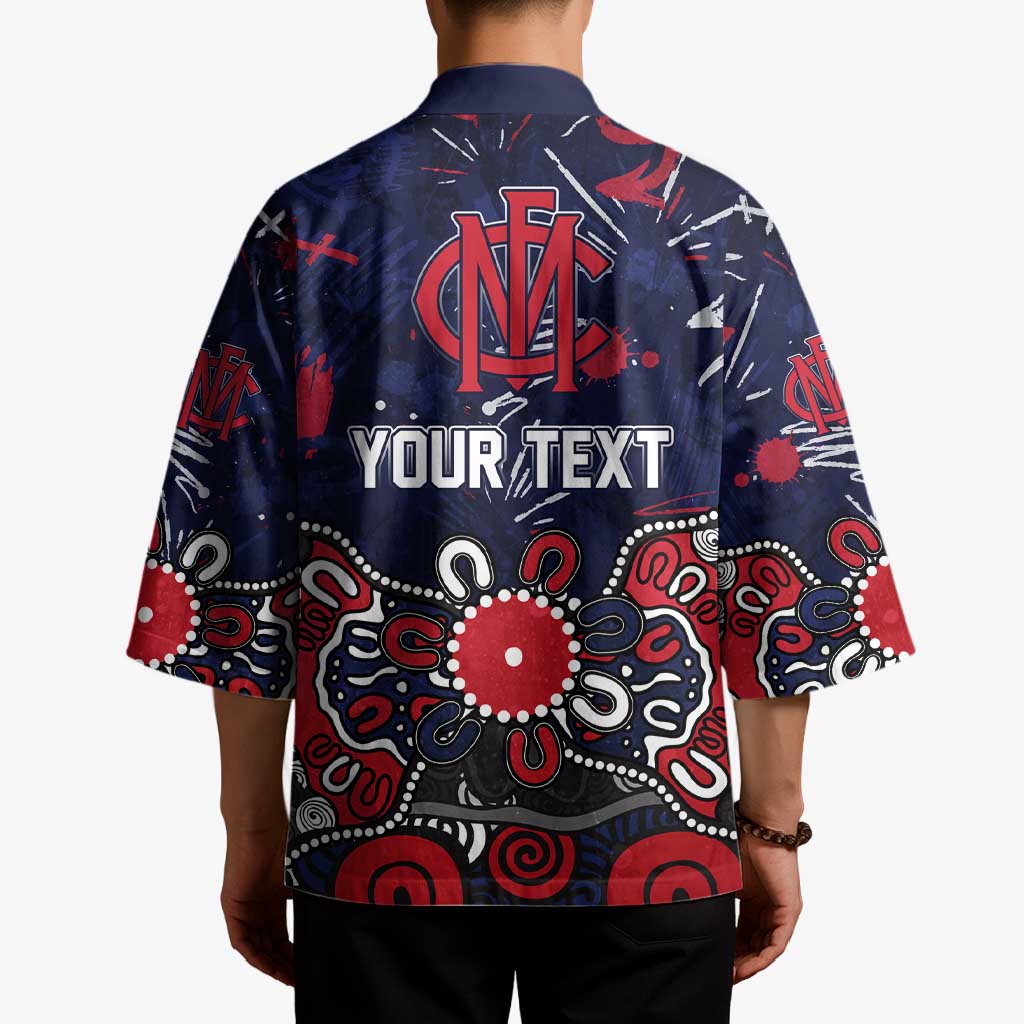 Personalized Melbourne Demons Kimono Aboriginal Dot Painting Graffiti Style
