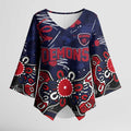 Personalized Melbourne Demons Kimono Sleeve Blouse Aboriginal Dot Painting Graffiti Style