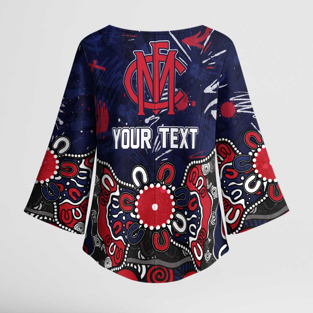 Personalized Melbourne Demons Kimono Sleeve Blouse Aboriginal Dot Painting Graffiti Style
