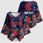 Personalized Melbourne Demons Kimono Sleeve Blouse Aboriginal Dot Painting Graffiti Style