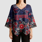 Personalized Melbourne Demons Kimono Sleeve Blouse Aboriginal Dot Painting Graffiti Style