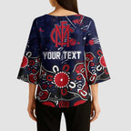 Personalized Melbourne Demons Kimono Sleeve Blouse Aboriginal Dot Painting Graffiti Style