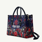 Personalized Melbourne Demons Leather Bag Aboriginal Dot Painting Graffiti Style