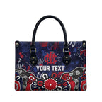 Personalized Melbourne Demons Leather Bag Aboriginal Dot Painting Graffiti Style