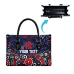 Personalized Melbourne Demons Leather Bag Aboriginal Dot Painting Graffiti Style