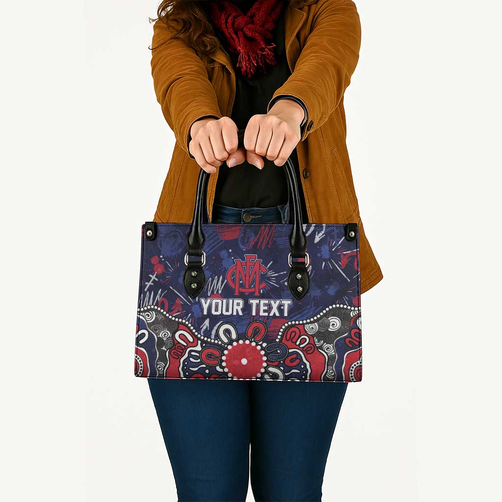 Personalized Melbourne Demons Leather Bag Aboriginal Dot Painting Graffiti Style