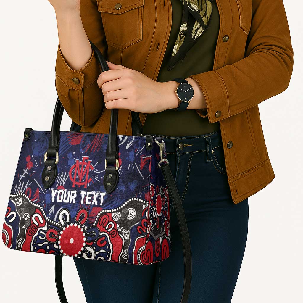 Personalized Melbourne Demons Leather Bag Aboriginal Dot Painting Graffiti Style