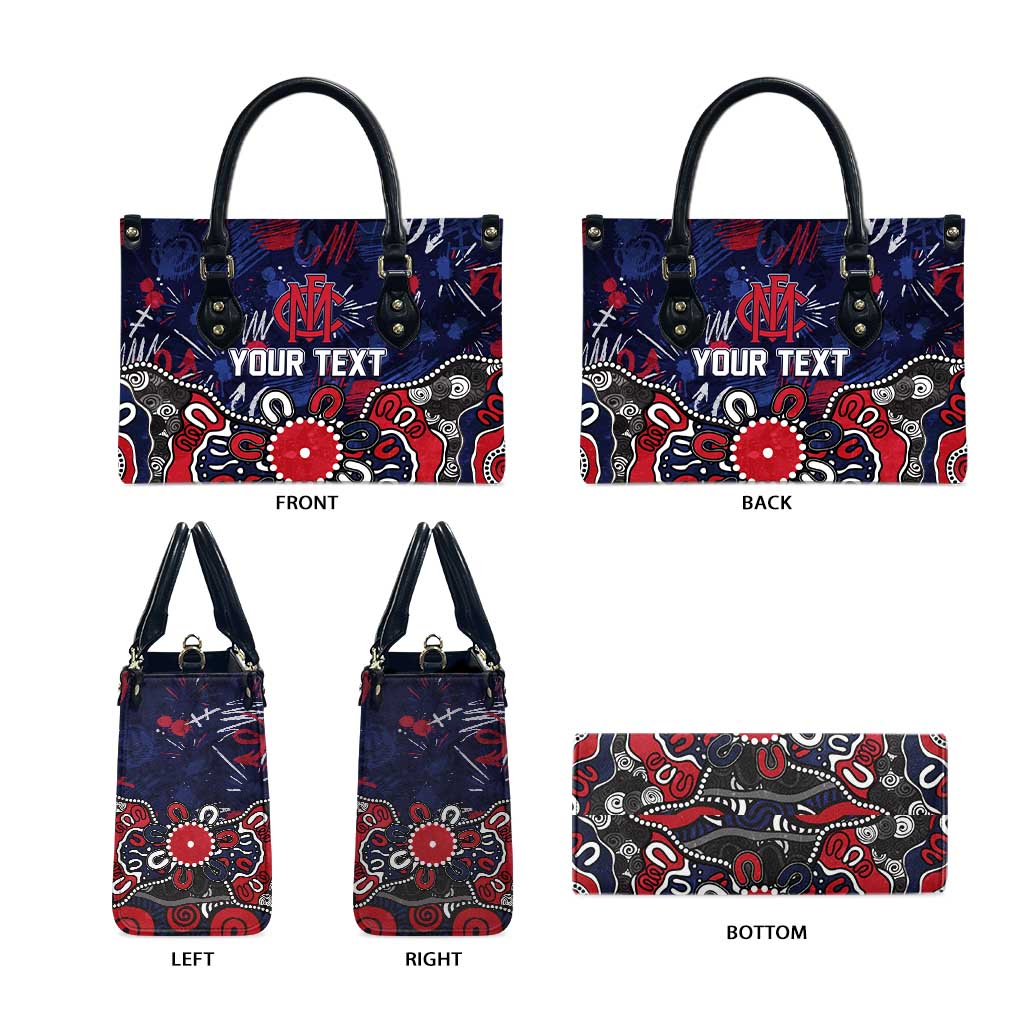 Personalized Melbourne Demons Leather Bag Aboriginal Dot Painting Graffiti Style