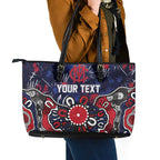 Personalized Melbourne Demons Leather Tote Bag Aboriginal Dot Painting Graffiti Style