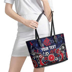 Personalized Melbourne Demons Leather Tote Bag Aboriginal Dot Painting Graffiti Style
