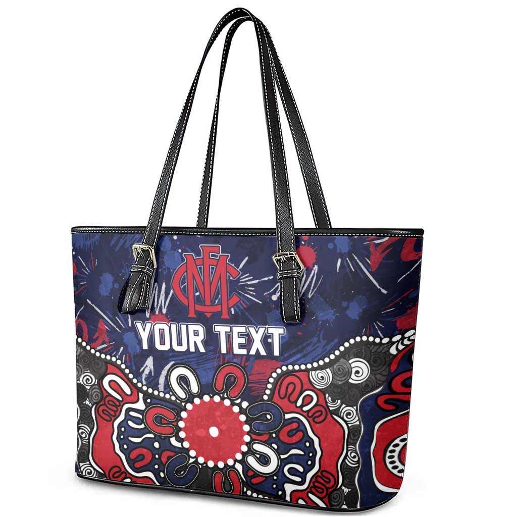 Personalized Melbourne Demons Leather Tote Bag Aboriginal Dot Painting Graffiti Style