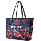 Personalized Melbourne Demons Leather Tote Bag Aboriginal Dot Painting Graffiti Style