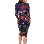 Personalized Melbourne Demons Long Sleeve Bodycon Dress Aboriginal Dot Painting Graffiti Style