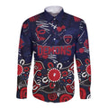Personalized Melbourne Demons Long Sleeve Button Shirt Aboriginal Dot Painting Graffiti Style