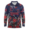 Personalized Melbourne Demons Long Sleeve Polo Shirt Aboriginal Dot Painting Graffiti Style
