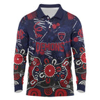 Personalized Melbourne Demons Long Sleeve Polo Shirt Aboriginal Dot Painting Graffiti Style
