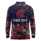 Personalized Melbourne Demons Long Sleeve Polo Shirt Aboriginal Dot Painting Graffiti Style