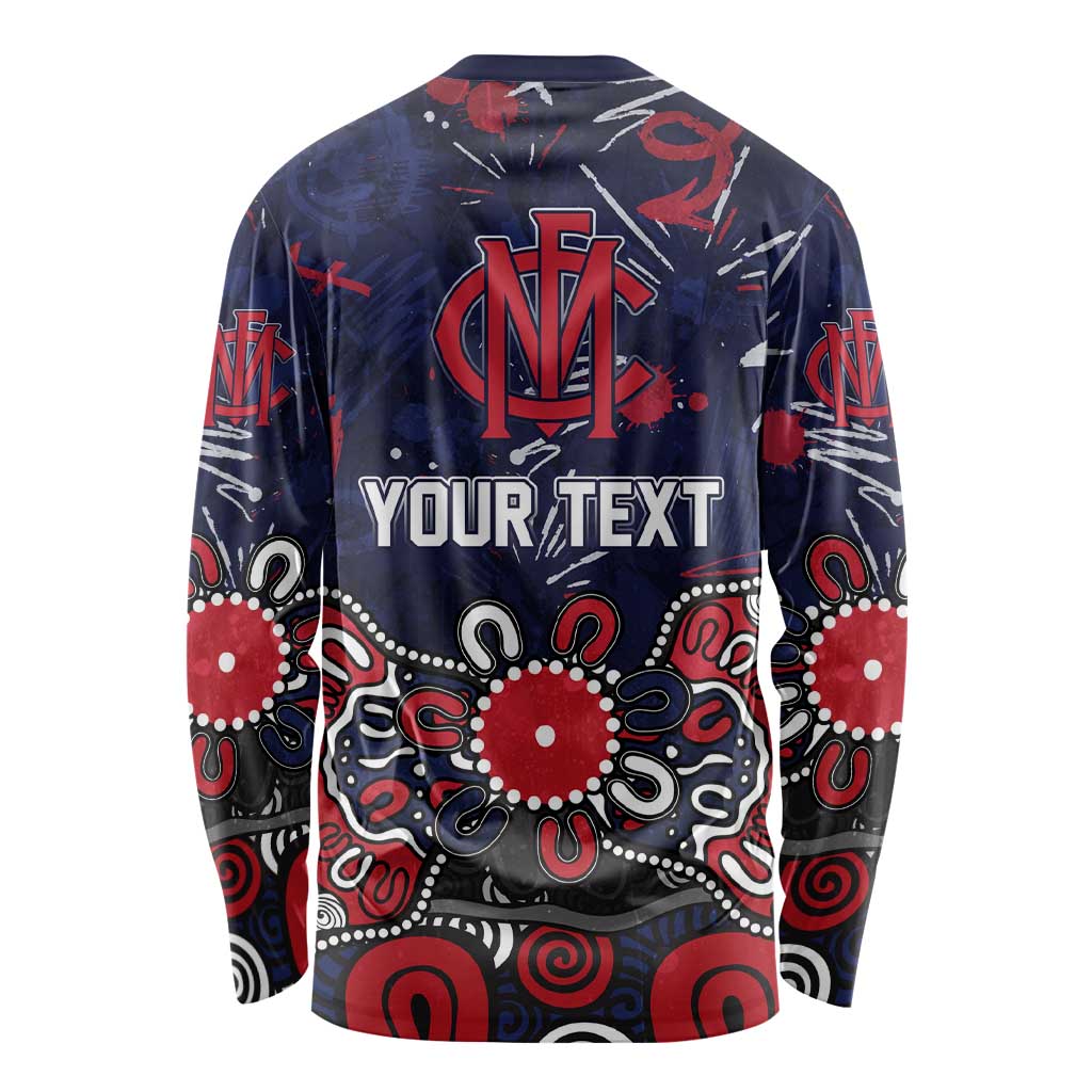 Personalized Melbourne Demons Long Sleeve Shirt Aboriginal Dot Painting Graffiti Style