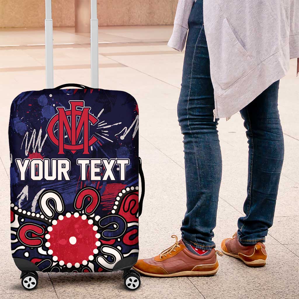 Personalized Melbourne Demons Luggage Cover Aboriginal Dot Painting Graffiti Style