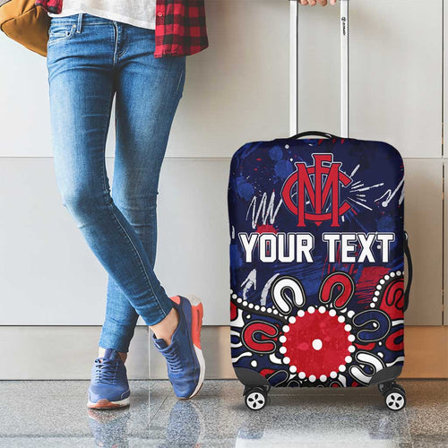 Personalized Melbourne Demons Luggage Cover Aboriginal Dot Painting Graffiti Style