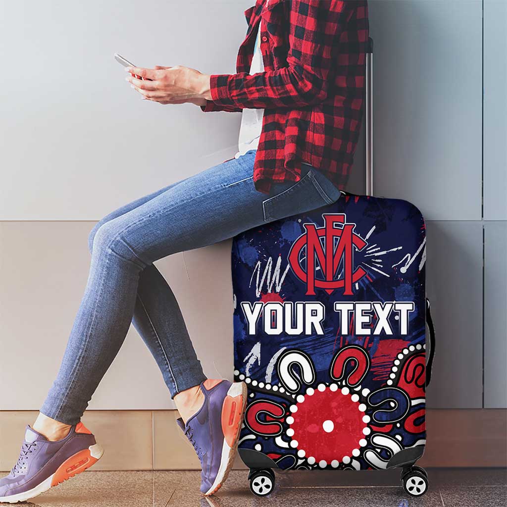 Personalized Melbourne Demons Luggage Cover Aboriginal Dot Painting Graffiti Style